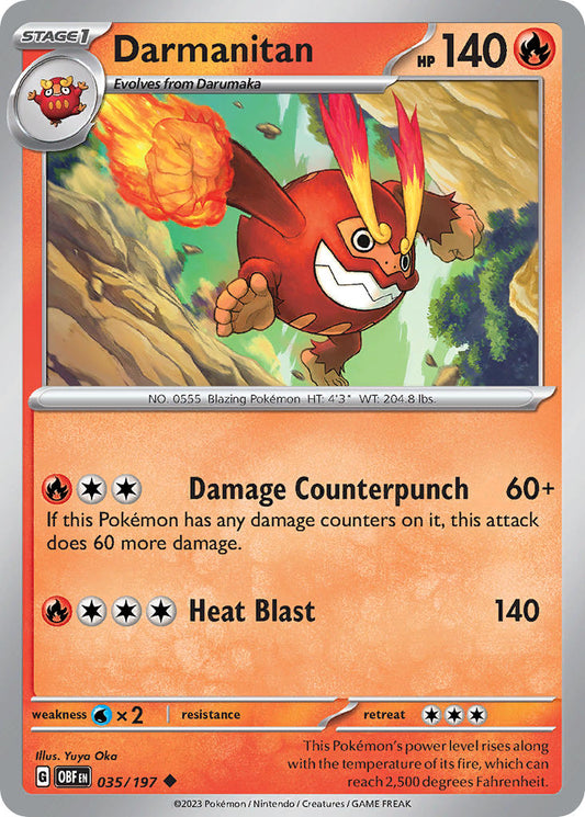 035/197 Darmanitan - SCARLET AND VIOLET: OBSIDIAN FLAMES - Pokemon Single Card