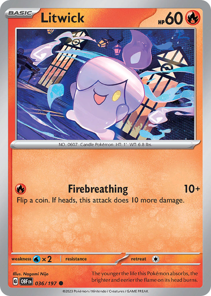 036/197 Litwick - SCARLET AND VIOLET: OBSIDIAN FLAMES - Pokemon Single Card