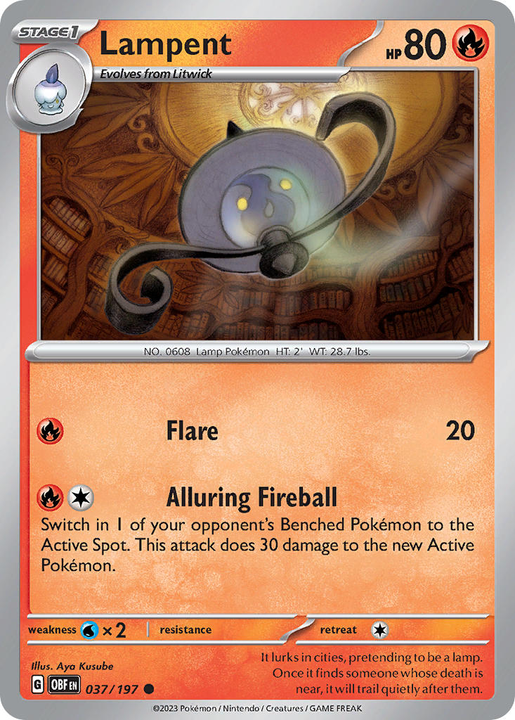 037/197 Lampent - SCARLET AND VIOLET: OBSIDIAN FLAMES - Pokemon Single Card