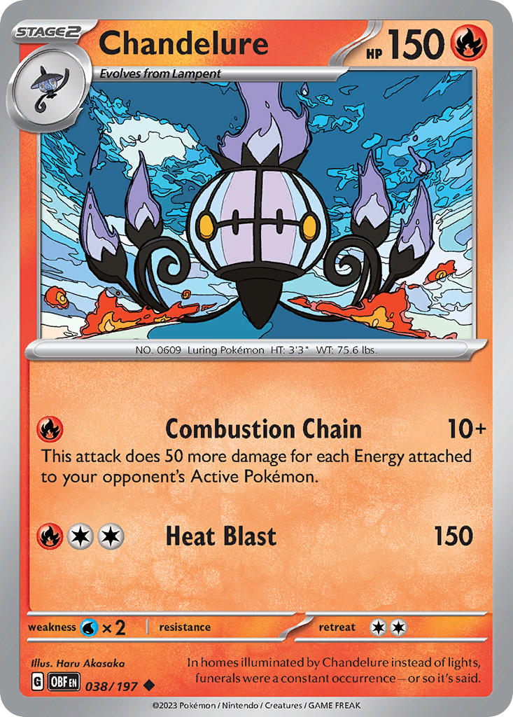 038/197 Chandelure - SCARLET AND VIOLET: OBSIDIAN FLAMES - Pokemon Single Card