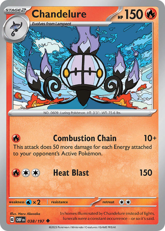 038/197 Chandelure - SCARLET AND VIOLET: OBSIDIAN FLAMES - Pokemon Single Card