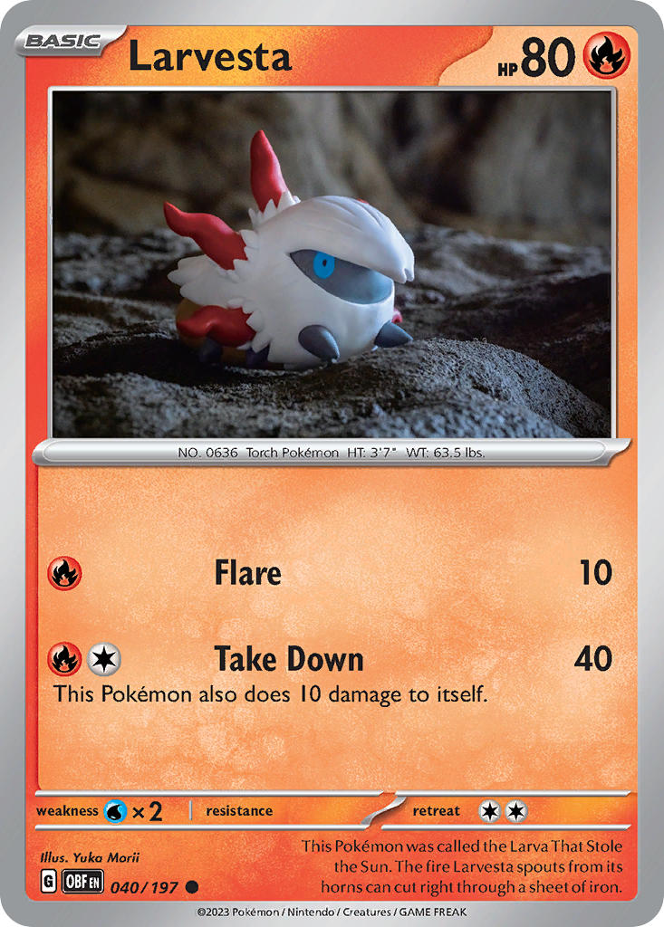 040/197 Larvesta - SCARLET AND VIOLET: OBSIDIAN FLAMES - Pokemon Single Card