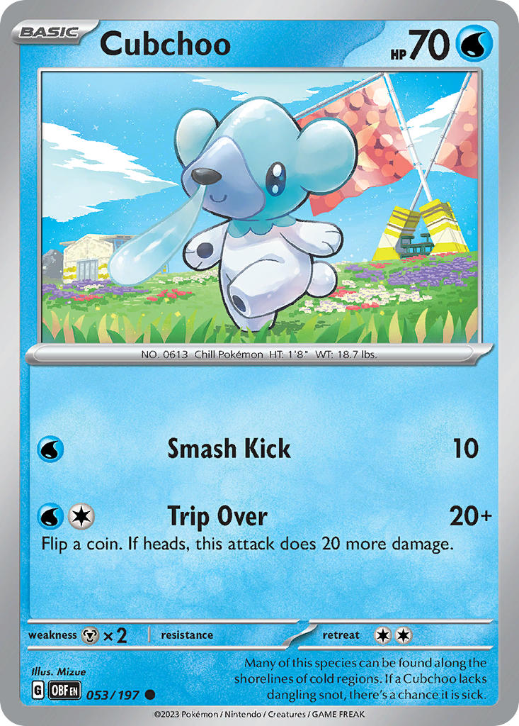 053/197 Cubchoo - SCARLET AND VIOLET: OBSIDIAN FLAMES - Pokemon Single Card