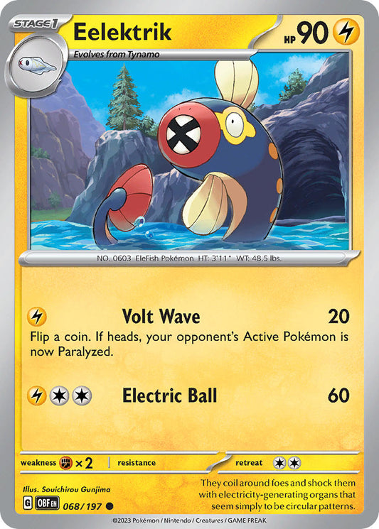 068/197 Eelektrik - SCARLET AND VIOLET: OBSIDIAN FLAMES - Pokemon Single Card