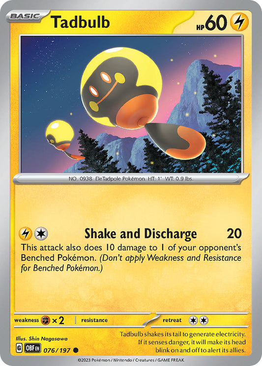 076/197 Tadbulb - SCARLET AND VIOLET: OBSIDIAN FLAMES - Pokemon Single Card