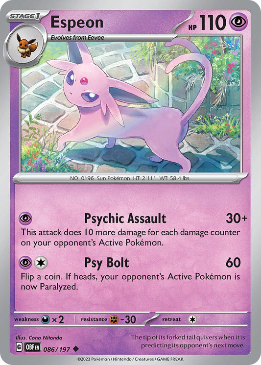 086/197 Espeon - SCARLET AND VIOLET: OBSIDIAN FLAMES - Pokemon Single Card