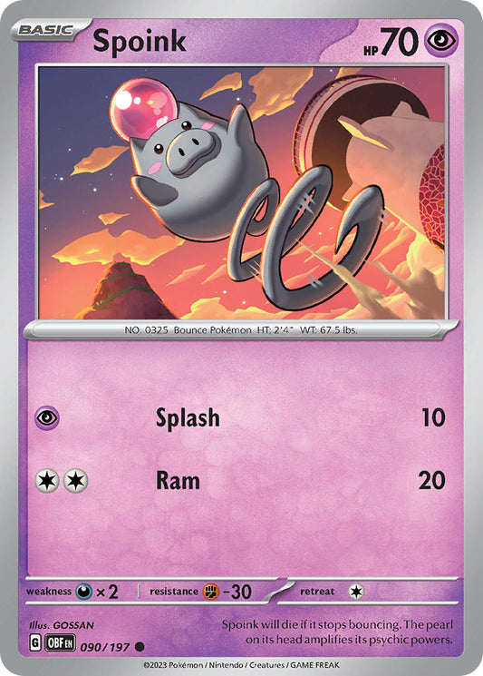 090/197 Spoink - SCARLET AND VIOLET: OBSIDIAN FLAMES - Pokemon Single Card