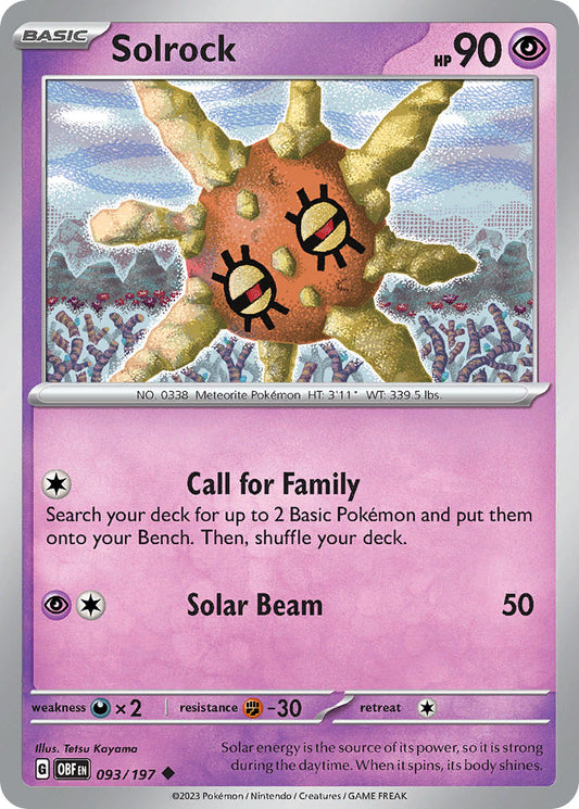 093/197 Solrock - SCARLET AND VIOLET: OBSIDIAN FLAMES - Pokemon Single Card