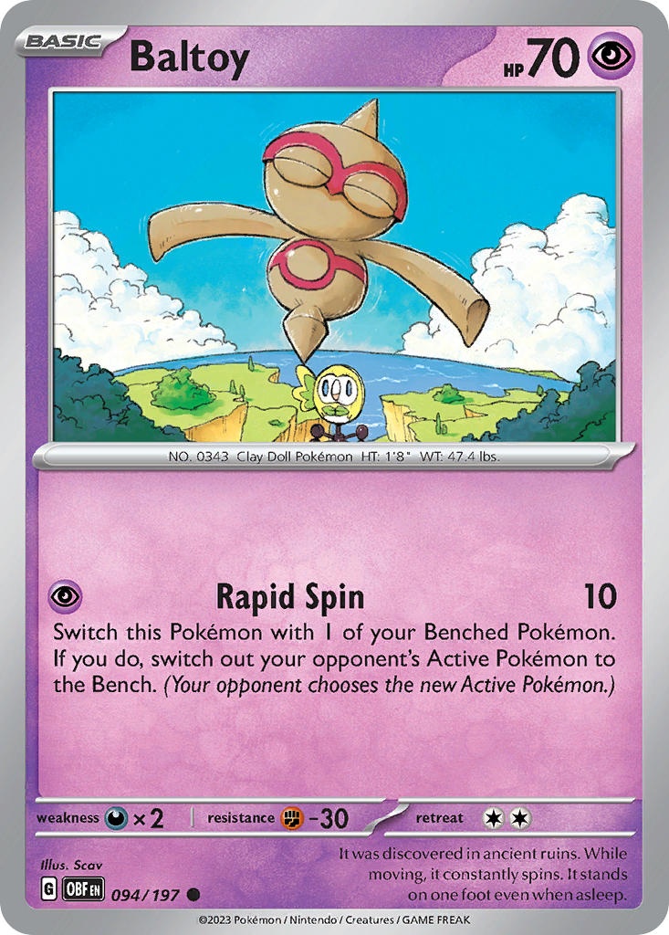 094/197 Baltoy - SCARLET AND VIOLET: OBSIDIAN FLAMES - Pokemon Single Card