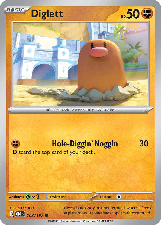 103/197 Diglett - SCARLET AND VIOLET: OBSIDIAN FLAMES - Pokemon Single Card