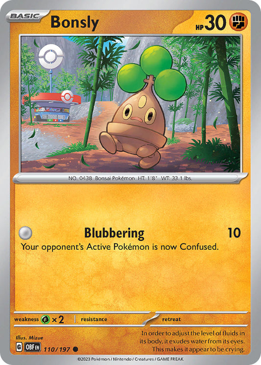 110/197 Bonsly - SCARLET AND VIOLET: OBSIDIAN FLAMES - Pokemon Single Card