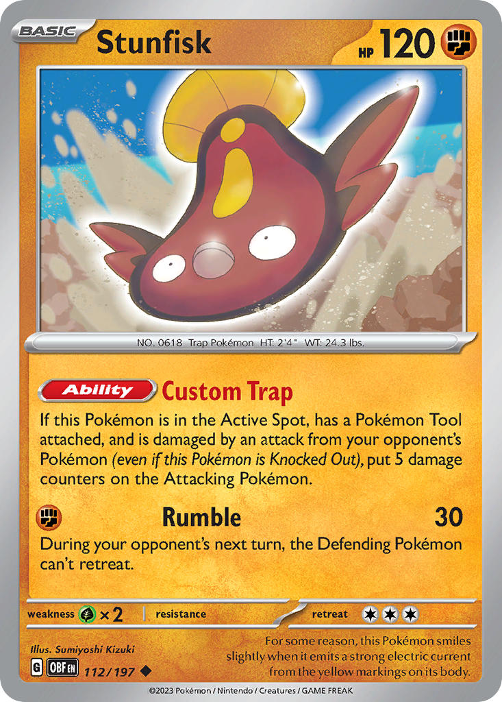 112/197 Stunfisk - SCARLET AND VIOLET: OBSIDIAN FLAMES - Pokemon Single Card