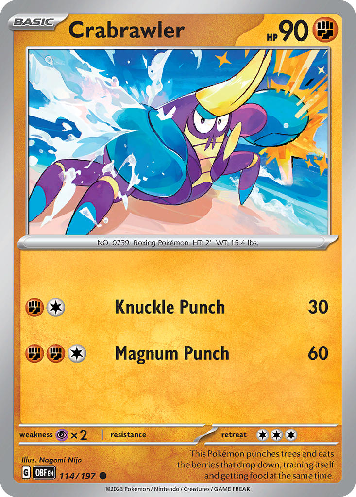 114/197 Crabrawler - SCARLET AND VIOLET: OBSIDIAN FLAMES - Pokemon Single Card