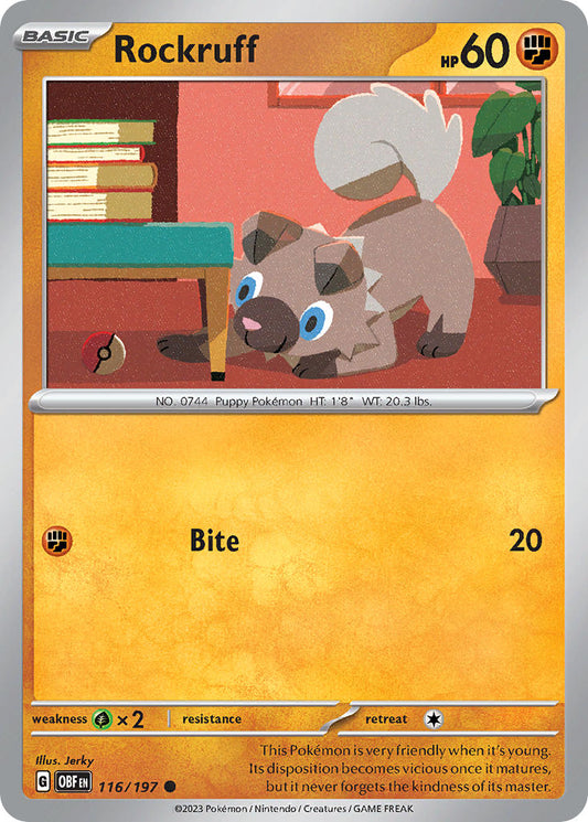 116/197 Rockruff- SCARLET AND VIOLET: OBSIDIAN FLAMES - Pokemon Single Card