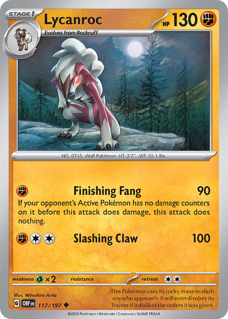 117/197 Lycanroc - SCARLET AND VIOLET: OBSIDIAN FLAMES - Pokemon Single Card