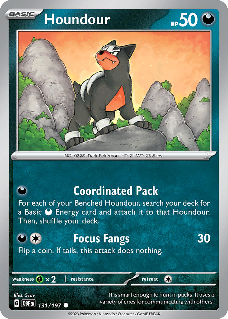 131/197 Houndour - SCARLET AND VIOLET: OBSIDIAN FLAMES - Pokemon Single Card