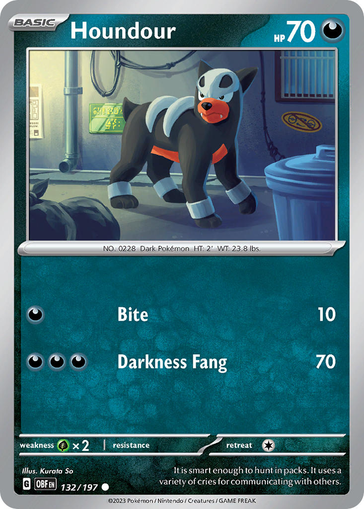 132/197 Houndour - SCARLET AND VIOLET: OBSIDIAN FLAMES - Pokemon Single Card