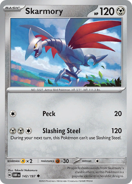 142/197 Skarmory - SCARLET AND VIOLET: OBSIDIAN FLAMES - Pokemon Single Card