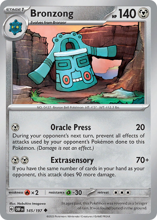 145/197 Bronzong - SCARLET AND VIOLET: OBSIDIAN FLAMES - Pokemon Single Card