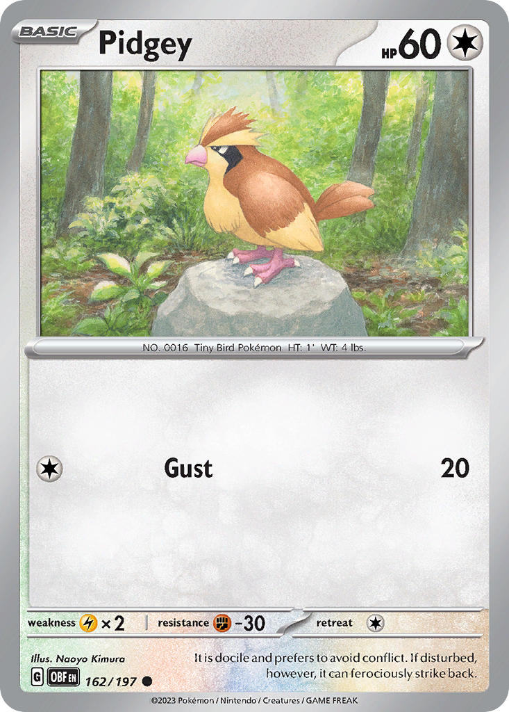 162/197 Pidgey - SCARLET AND VIOLET: OBSIDIAN FLAMES - Pokemon Single Card