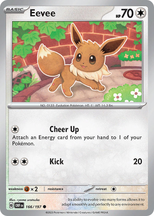 166/197 Eevee - SCARLET AND VIOLET: OBSIDIAN FLAMES - Pokemon Single Card