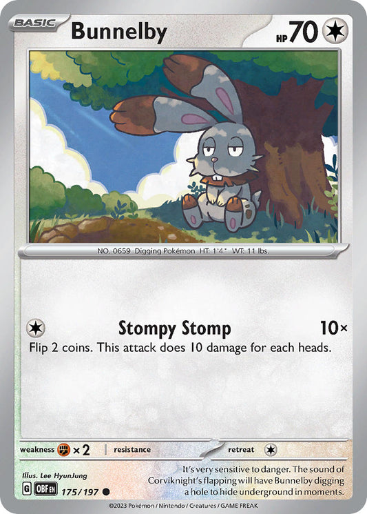 175/197 Bunnelby - SCARLET AND VIOLET: OBSIDIAN FLAMES - Pokemon Single Card