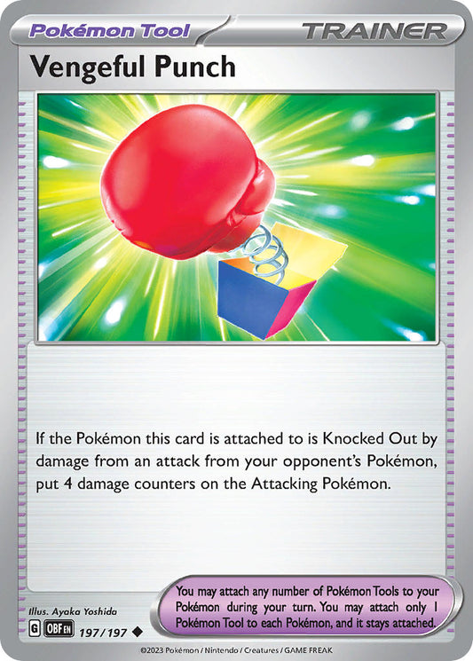 197/197 Vengeful Punch TRAINER - SCARLET AND VIOLET: OBSIDIAN FLAMES - Pokemon Single Card