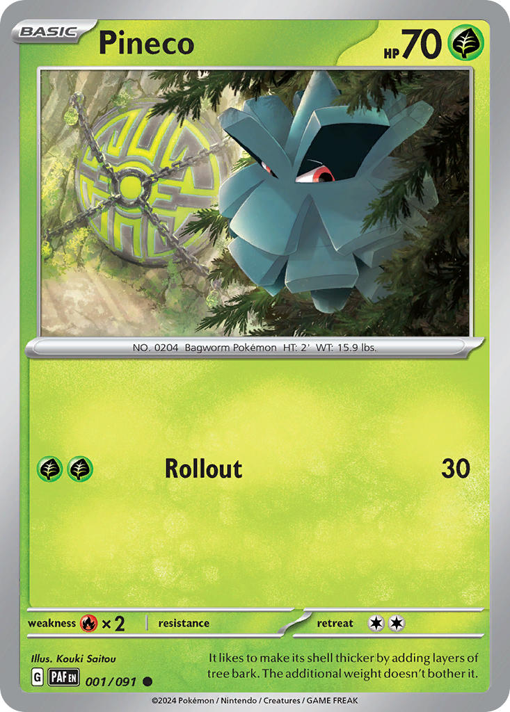 Pineco 001/091 - POKEMON SCARLET & VIOLET: PALDEAN FATES - Pokemon Single Card