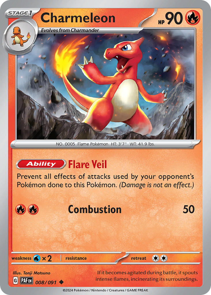 Charmeleon 008/091 - POKEMON SCARLET & VIOLET: PALDEAN FATES - Pokemon Single Card