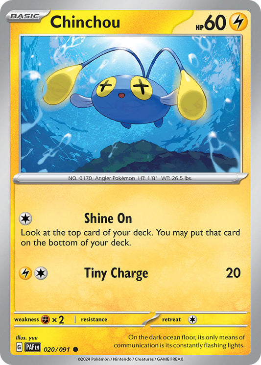 Chinchou 020/091 - POKEMON SCARLET & VIOLET: PALDEAN FATES - Pokemon Single Card