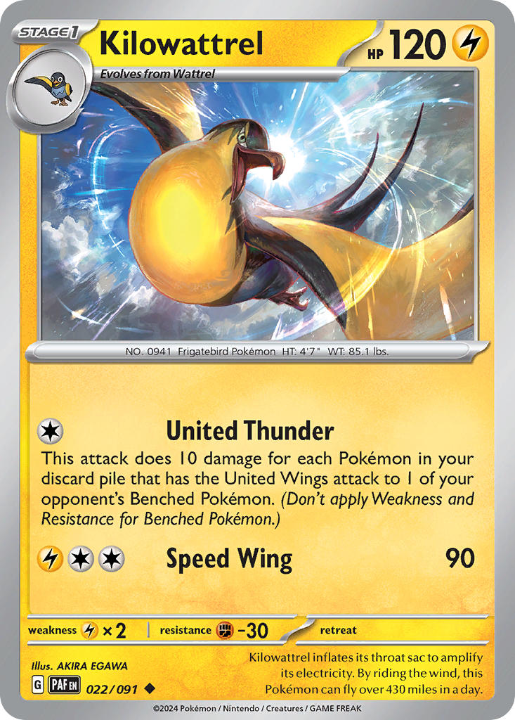 Kilowattrel 022/091 - POKEMON SCARLET & VIOLET: PALDEAN FATES - Pokemon Single Card