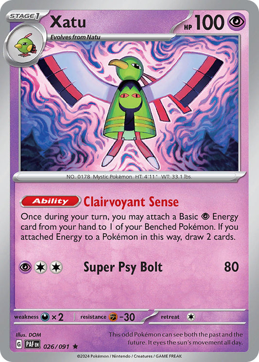 Xatu 026/091 - POKEMON SCARLET & VIOLET: PALDEAN FATES - Pokemon Single Card