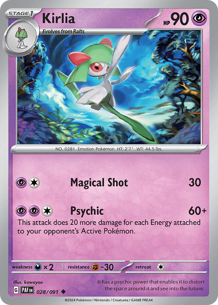 Kirlia 028/091 - POKEMON SCARLET & VIOLET: PALDEAN FATES - Pokemon Single Card