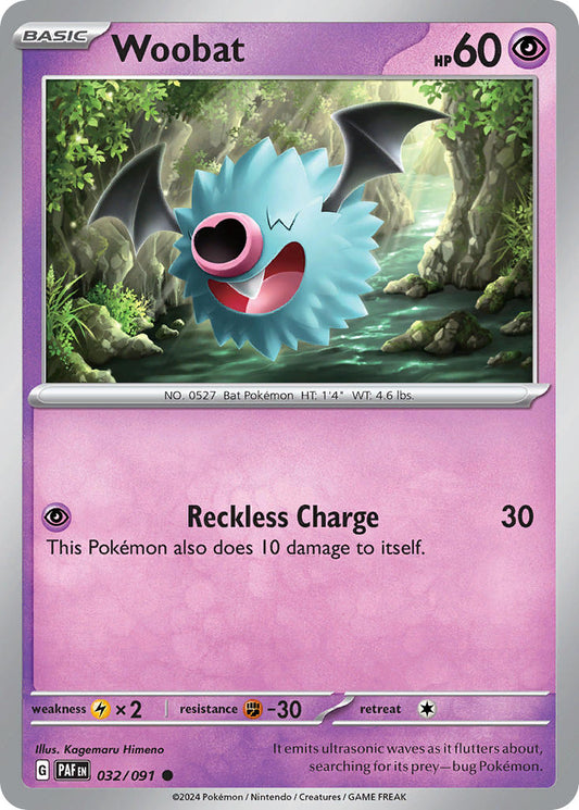 Woobat 032/091 - POKEMON SCARLET & VIOLET: PALDEAN FATES - Pokemon Single Card