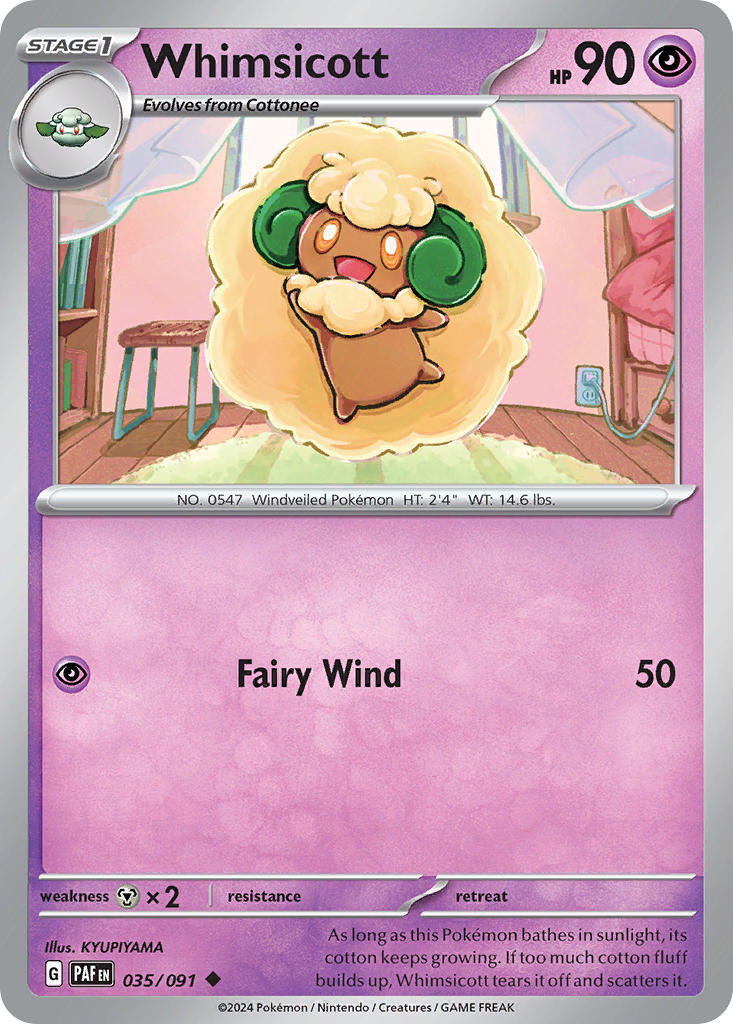 Whimsicott 035/091 - POKEMON SCARLET & VIOLET: PALDEAN FATES - Pokemon Single Card