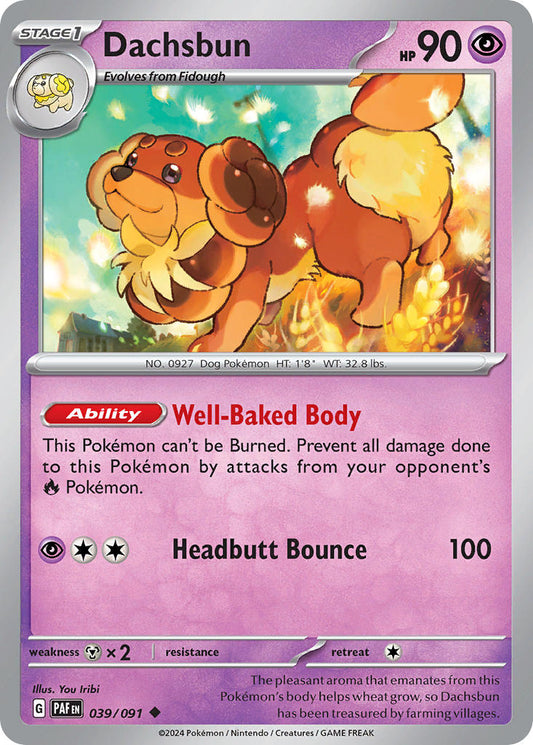 Dachsbun 039/091 - POKEMON SCARLET & VIOLET: PALDEAN FATES - Pokemon Single Card