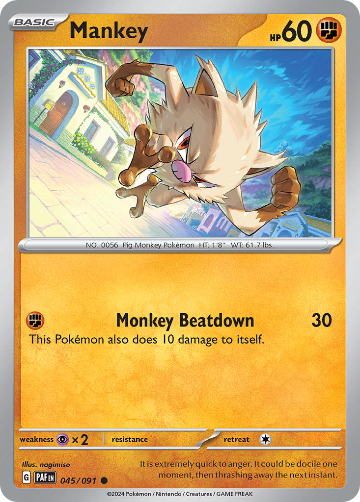 Mankey 045/091 - POKEMON SCARLET & VIOLET: PALDEAN FATES - Pokemon Single Card