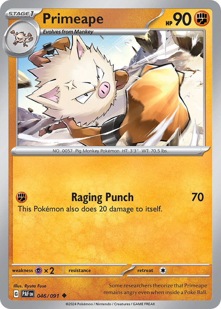 Primeape 046/091 - POKEMON SCARLET & VIOLET: PALDEAN FATES - Pokemon Single Card