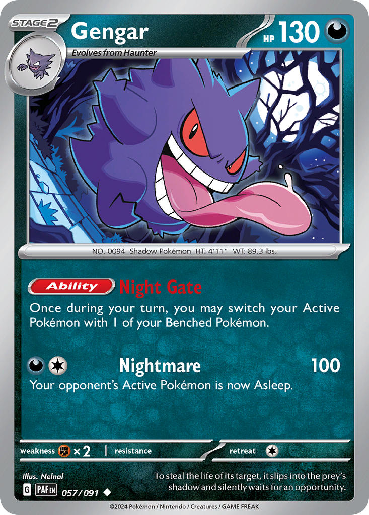 Gengar 057/091 - POKEMON SCARLET & VIOLET: PALDEAN FATES - Pokemon Single Card