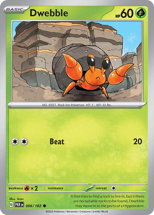 006/182 Dwebble - SCARLET AND VIOLET: PARADOX RIFT - Pokemon Single Card