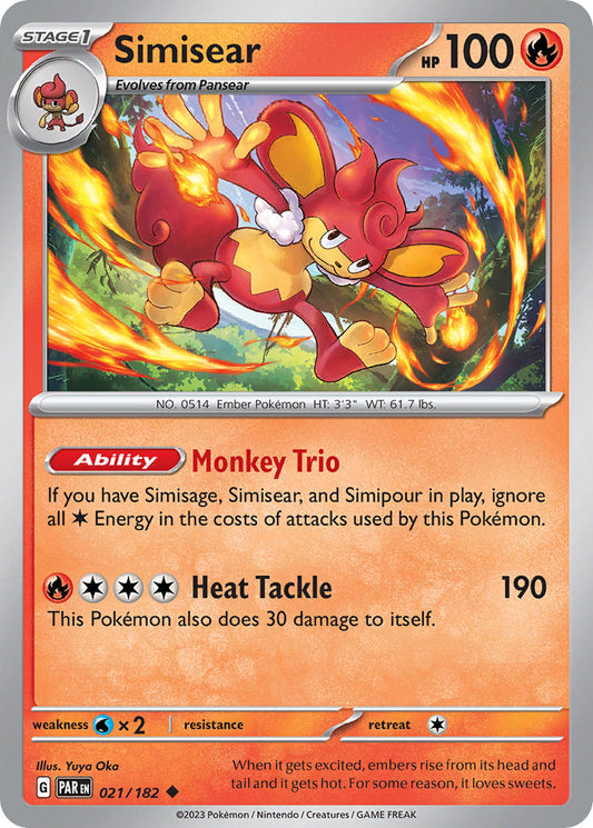 021/182 Simisear - SCARLET AND VIOLET: PARADOX RIFT - Pokemon Single Card