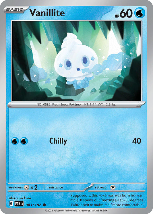 043/182 Vanillite - SCARLET AND VIOLET: PARADOX RIFT - Pokemon Single Card