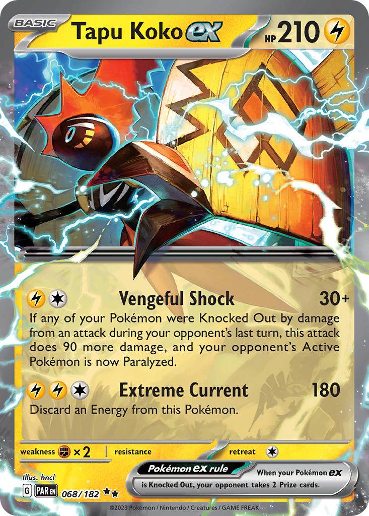 068/182 Tapu Koko ex - SCARLET AND VIOLET: PARADOX RIFT - Pokemon Single Card