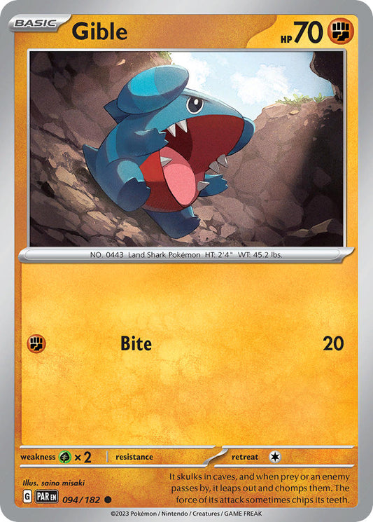 094/182 Gible - SCARLET AND VIOLET: PARADOX RIFT - Pokemon Single Card