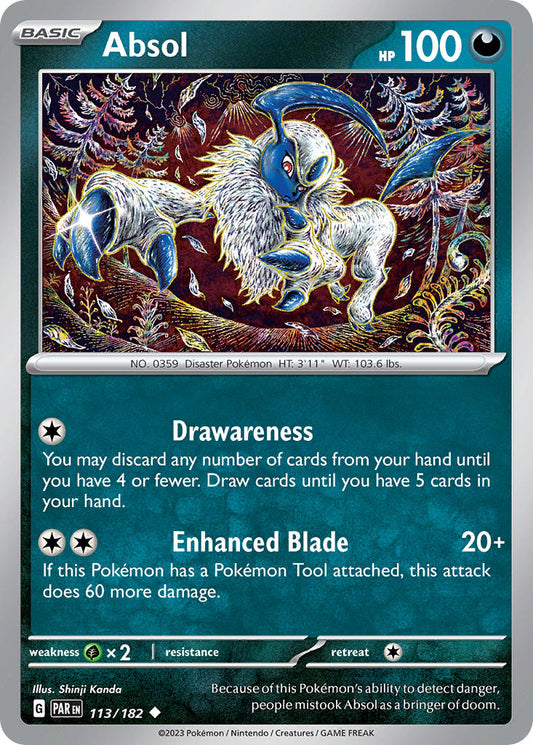 113/182 Absol - SCARLET AND VIOLET: PARADOX RIFT - Pokemon Single Card