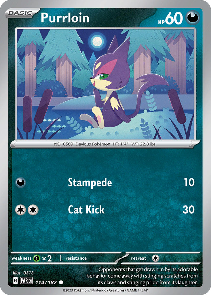 114/182 Purrloin - SCARLET AND VIOLET: PARADOX RIFT - Pokemon Single Card