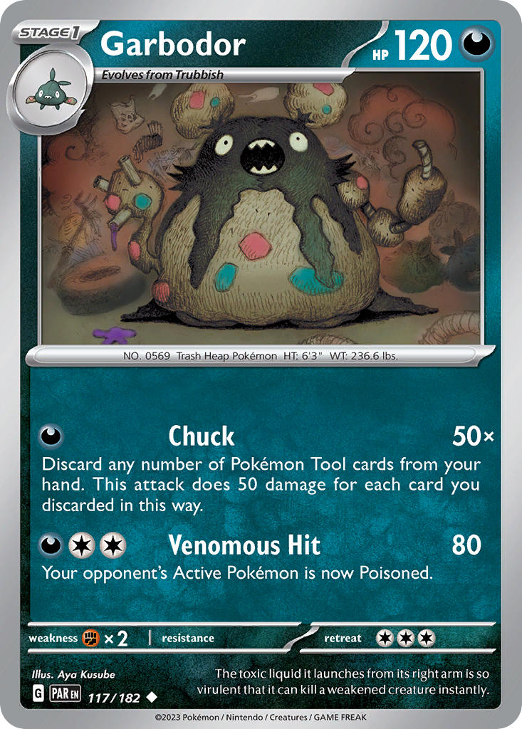 117/182 Garbodor - SCARLET AND VIOLET: PARADOX RIFT - Pokemon Single Card
