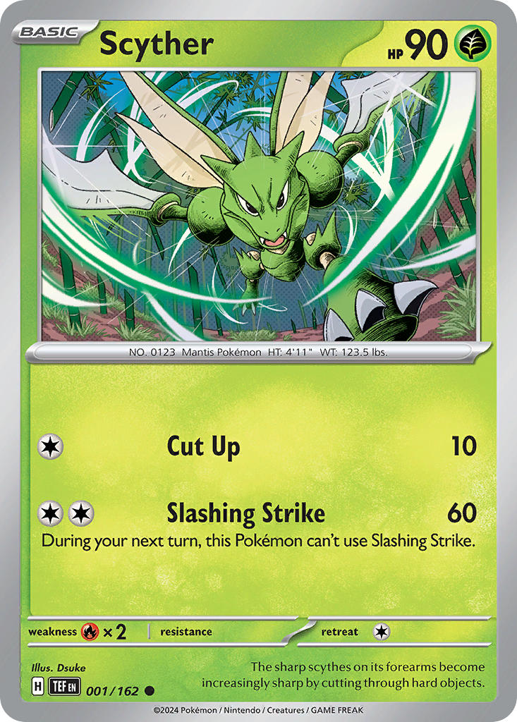 001/162 Scyther - SCARLET AND VIOLET: TEMPORAL FORCES - Pokemon Single Card