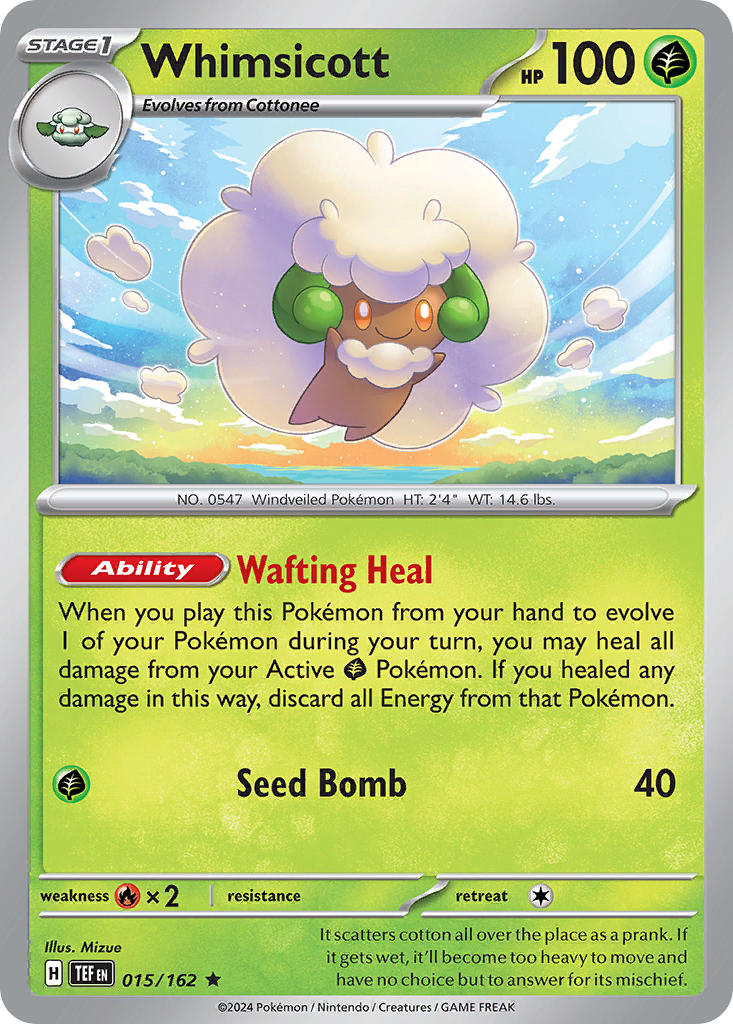 015/162 Whimsicott - SCARLET AND VIOLET: TEMPORAL FORCES - Pokemon Single Card