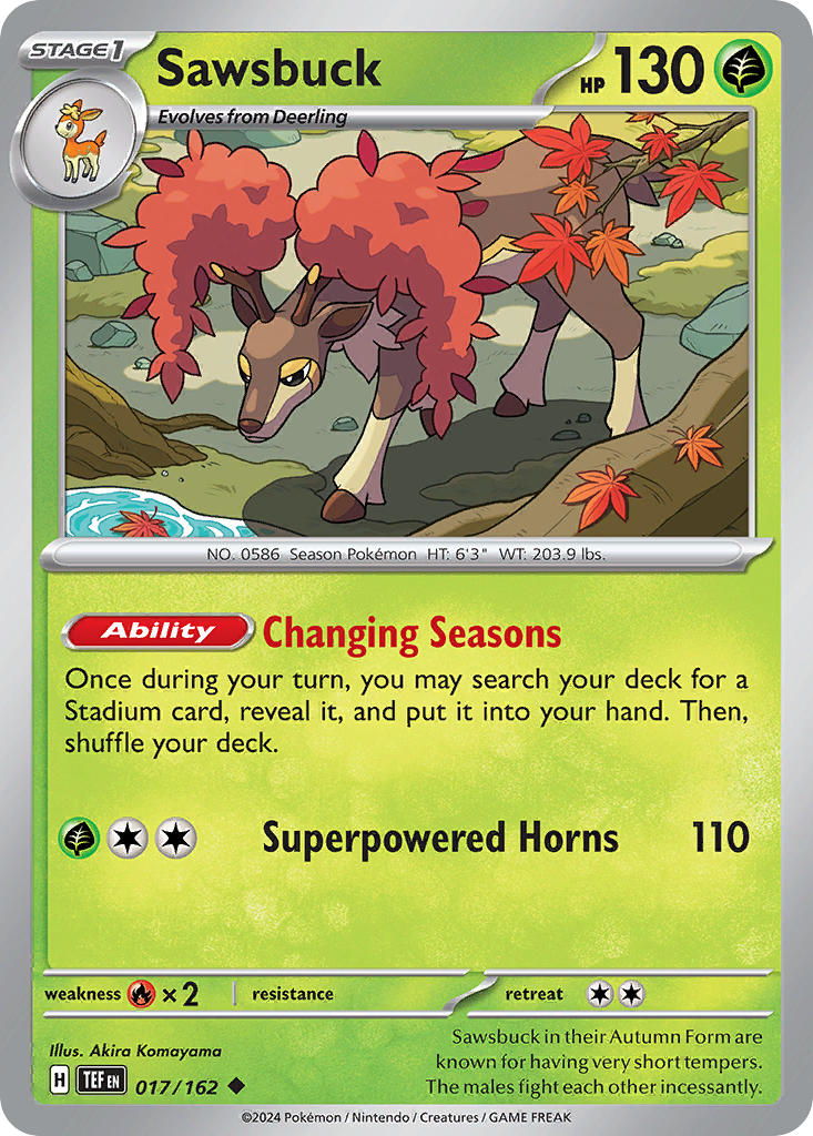 017/162 Sawsbuck - SCARLET AND VIOLET: TEMPORAL FORCES - Pokemon Single Card